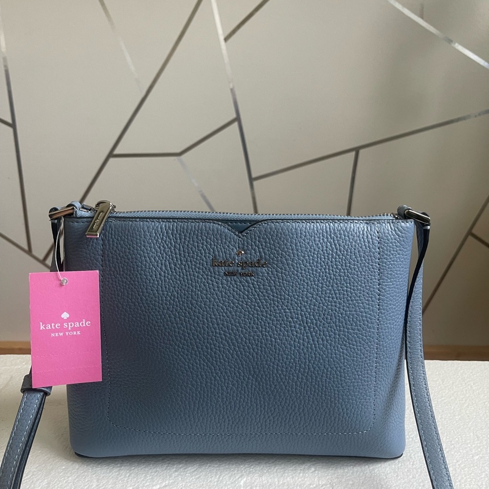 Kate Spade Blue Pebbled Leather Crossbody Bag